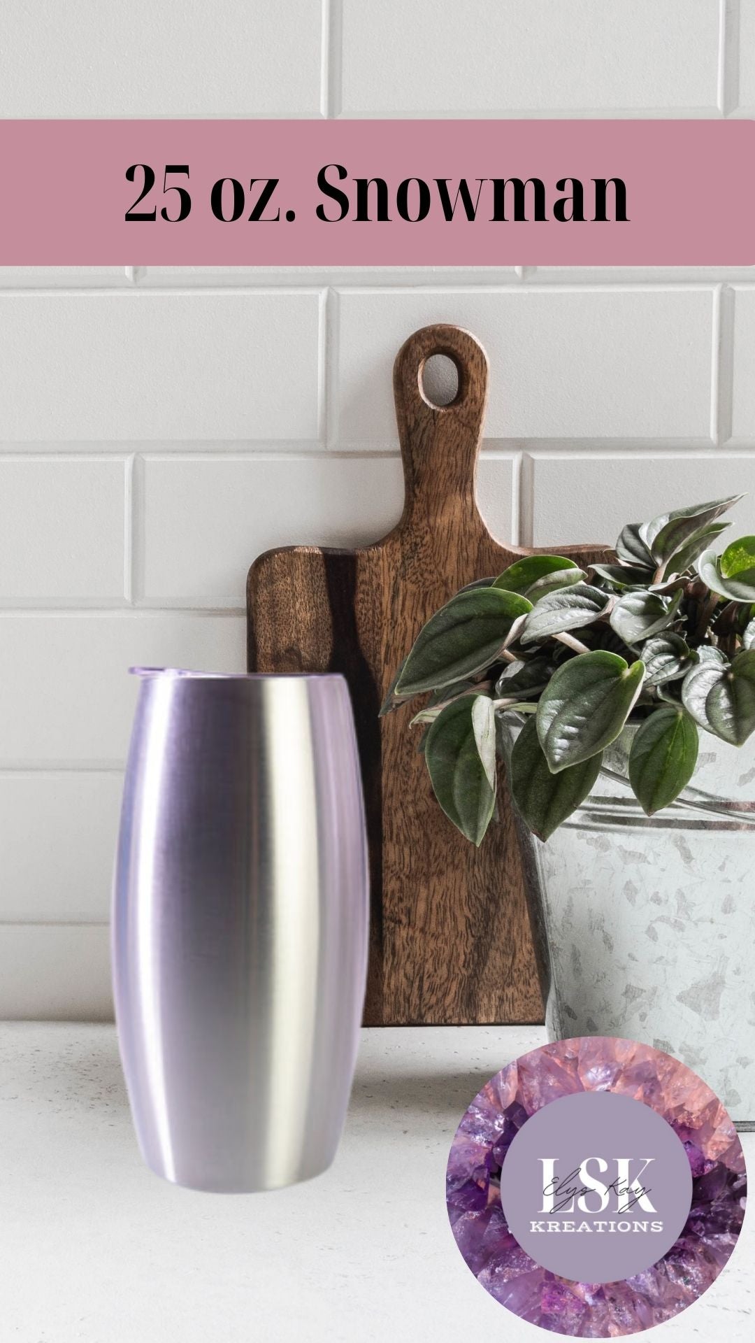 Blue and White Swirl 25 oz. Snowman Tumbler