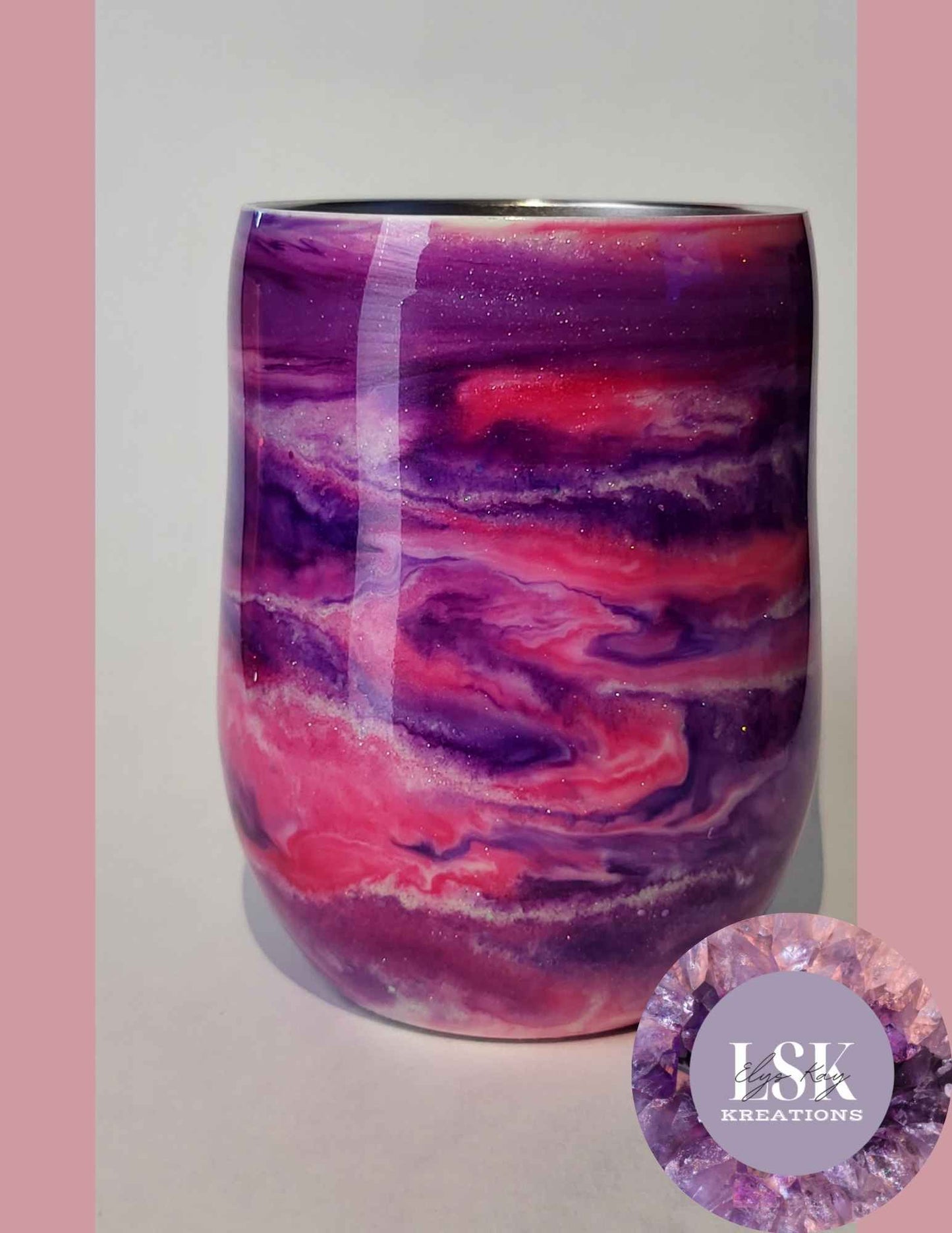 Pink and Purple 12 oz. Wine Tumbler