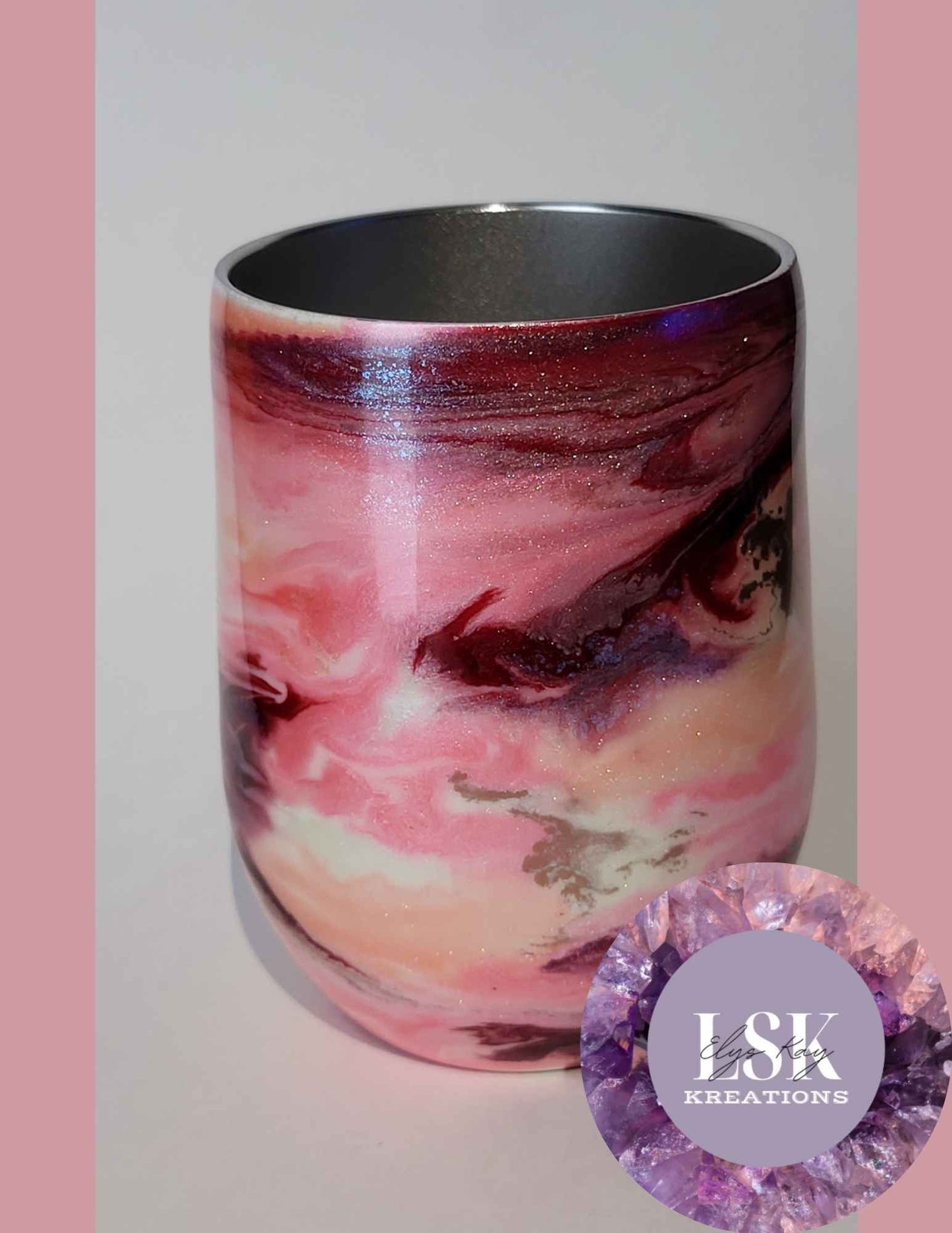 Pink and Red 12 oz. Wine Tumbler
